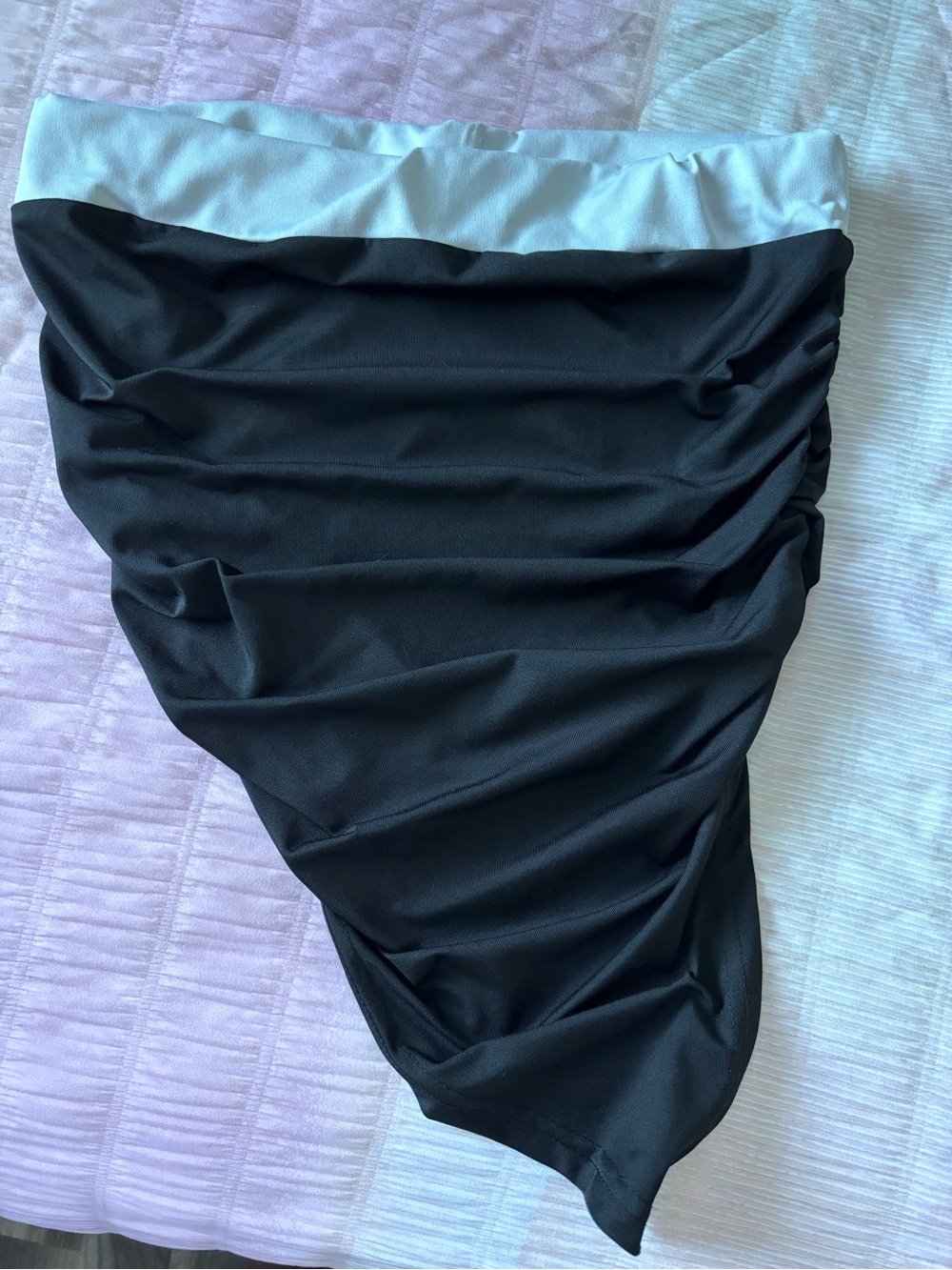 Chic Black TubeTop with White Waistband Detail